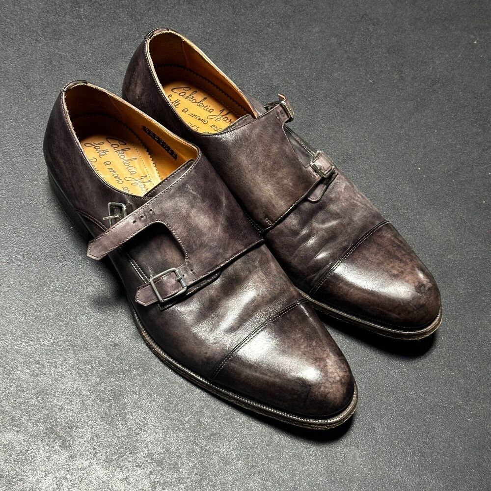 VTG Calzoleria Harris Barneys NY Monk Strap Leather Dress Shoes Mens 10.5